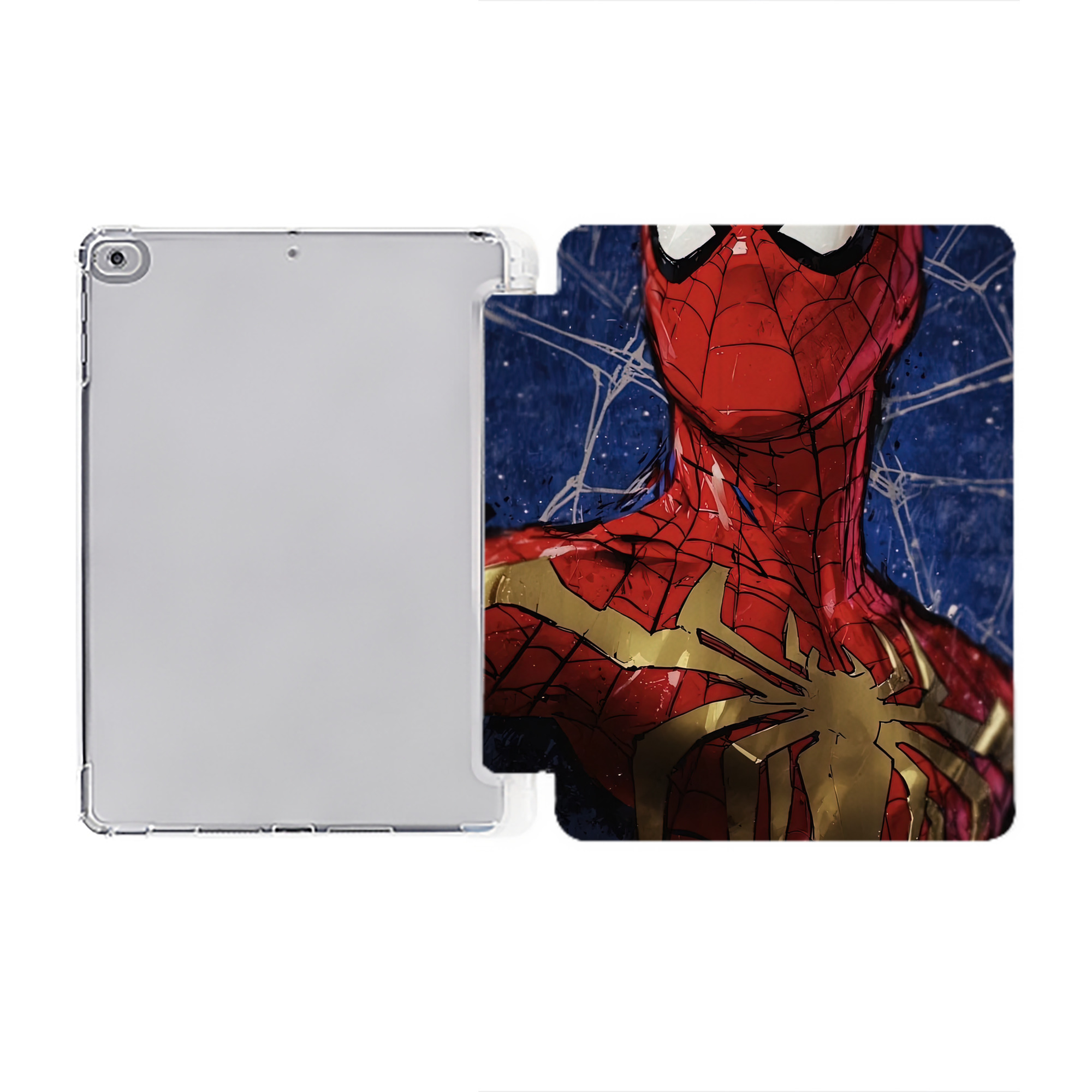 （画像用） Spider Man スパイダーマン IPad ケース ペン収納付き 三つ折りスタンド PUレザー×シリコン 対応機種9.5/10.5/10.9インチ